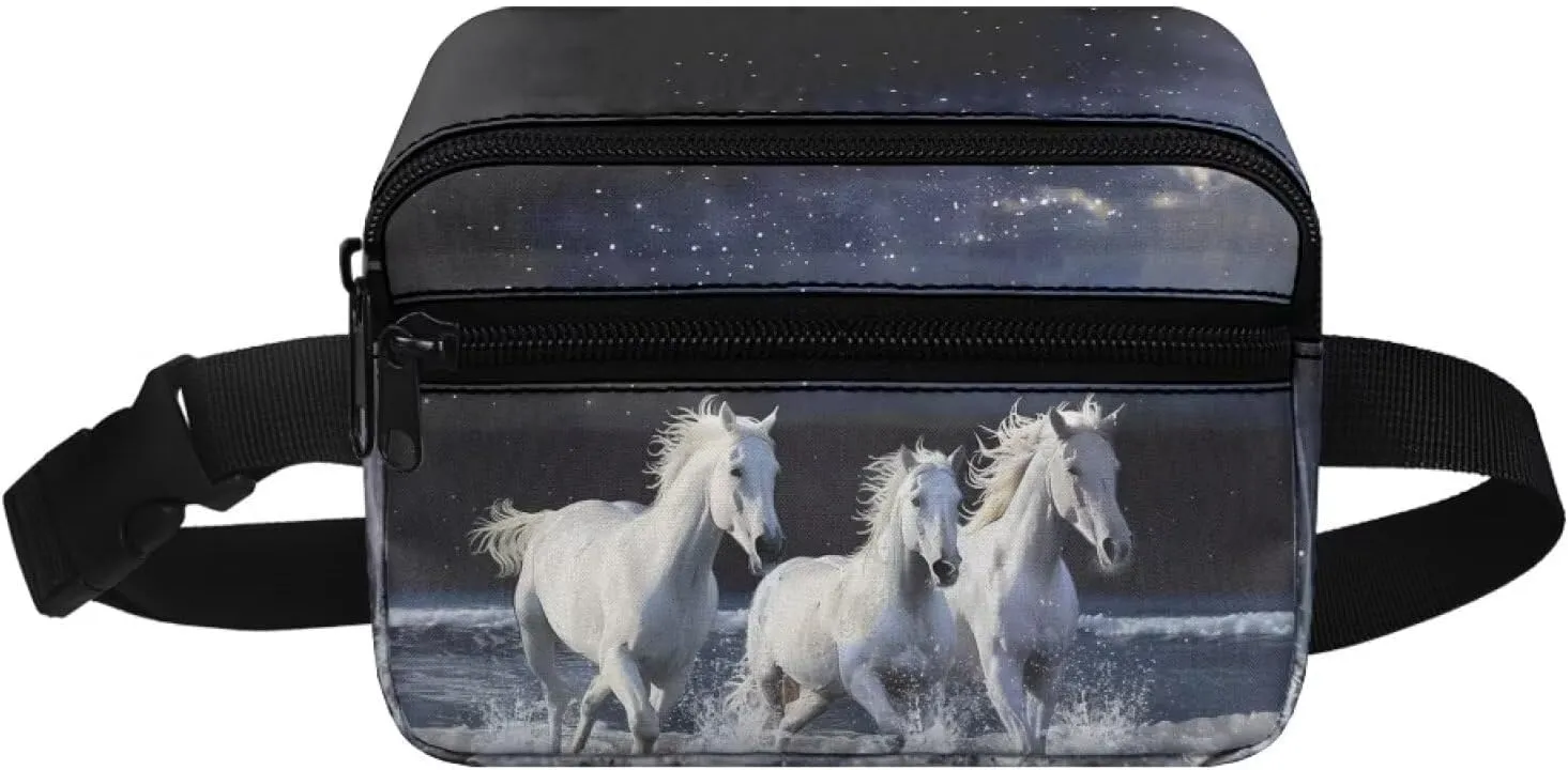 Xpyiqun Galaxy Horse Fanny Pack for Girls Small Waist Bag Kids Zippet Waist Packs Mini Purse Belt Bag with Adjustable Shoulder Strap Wallet Anti Theft Crossbody Bags Casual Travel Sport Chest Bag