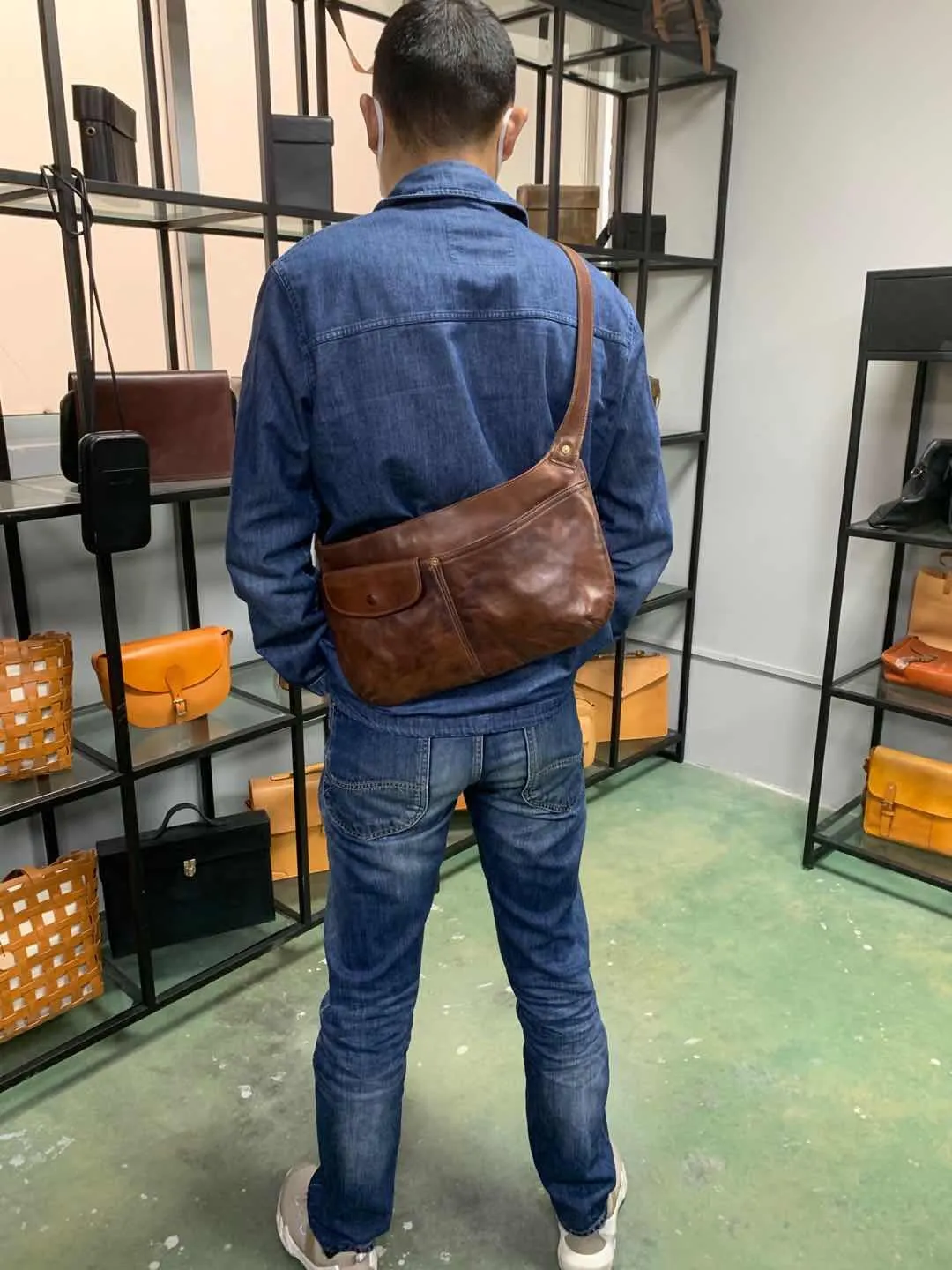 YAAGLE Genuine Leather Shoulder Sling Backpack Bag Unisex Outdoor Crossbody Sling Pack Sport Daypack YG8215
