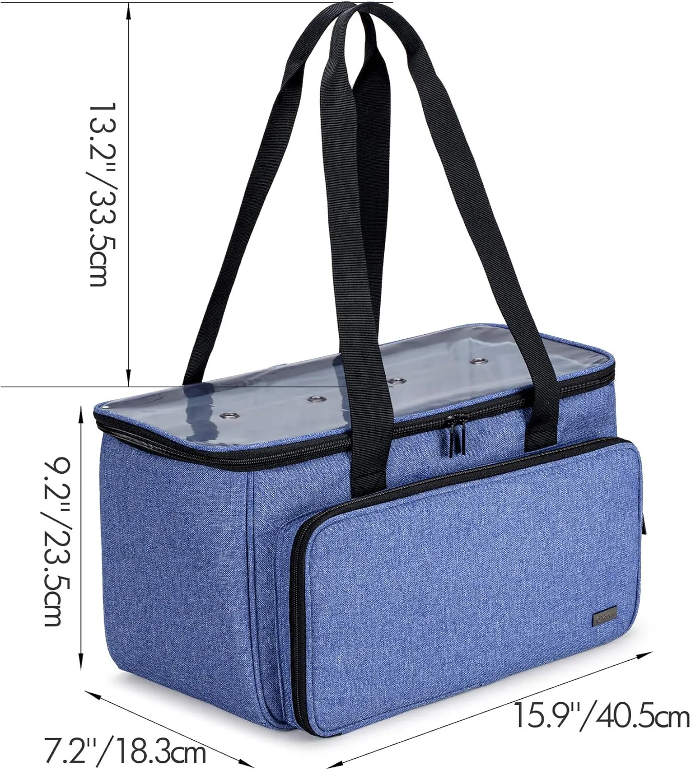 Yarwo Knitting Yarn Bag, Crochet Tote with Pocket for WIP projects, Knitting Needles(Up to 14) and Skeins of Yarn, Blue (Bag Only)
